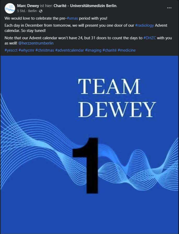 AG Dewey X-Mas calendar on social media